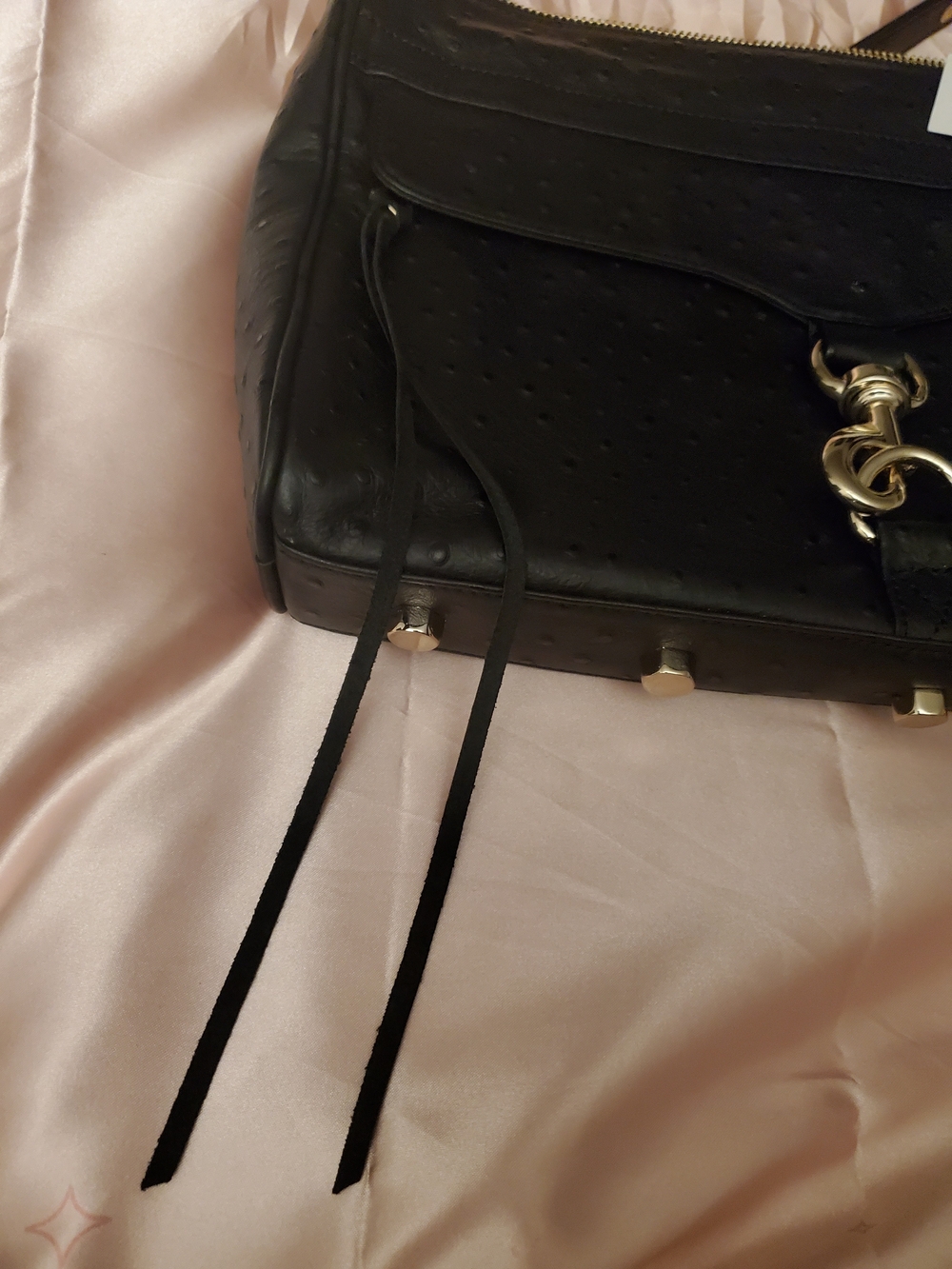 Rebecca Minkoff Black Leather Crossbody Bag With Tassels And Gold Hardware - Picture 9 of 12